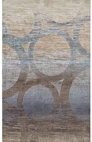 Wellington Eroded Circles Brown/Blue Area Rug (3'3
