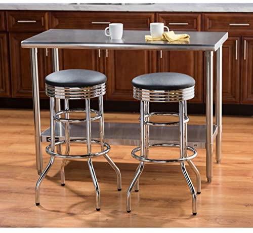 Chrome Swivel Bar Stools (Set 2) Black Transitional