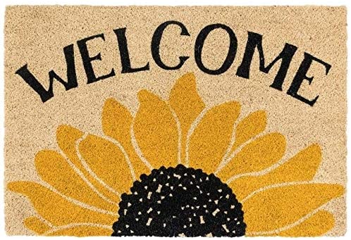 Coir Doormat Black Ivory Yellow Mid Century Modern Transitional Rectangle