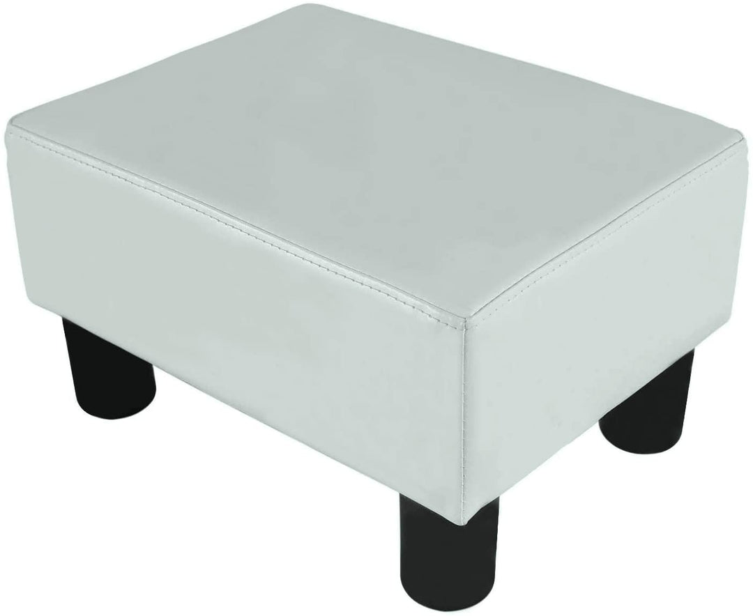 Meadow Modern Small White Faux Leather Ottoman/Footrest