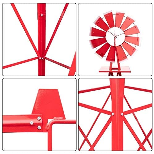 MISC 8ft Weather Resistant Yard Garden Windmill Red Country Iron