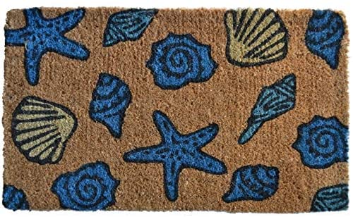 Sea Shells Door Mat Brown Casual Rectangle Natural