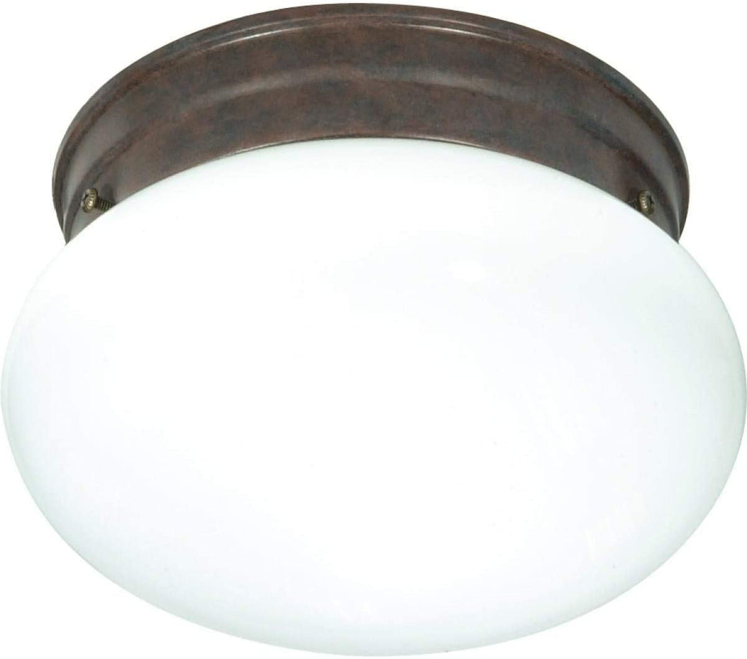 1 Light 8 Mushroom Flush Brown Traditional Metal