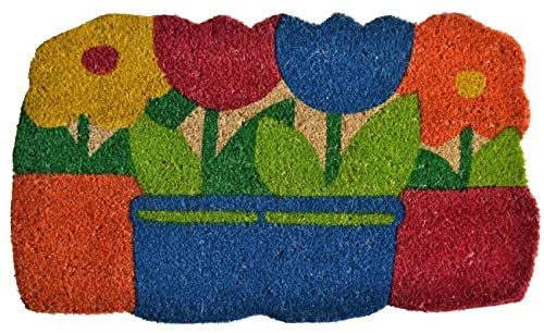 Flower Pots Door Mat Color Country Rectangle