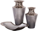 MISC Flared Aluminum Vase Gray Glaze Large Grey