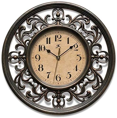 12 inch Round Clock Brown Glass Resin Clear Display Second