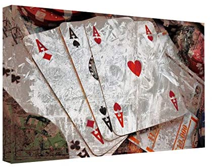 Poker Ii' Canvas Wall Art Brown Modern Contemporary Rectangle - Diamond Home USA