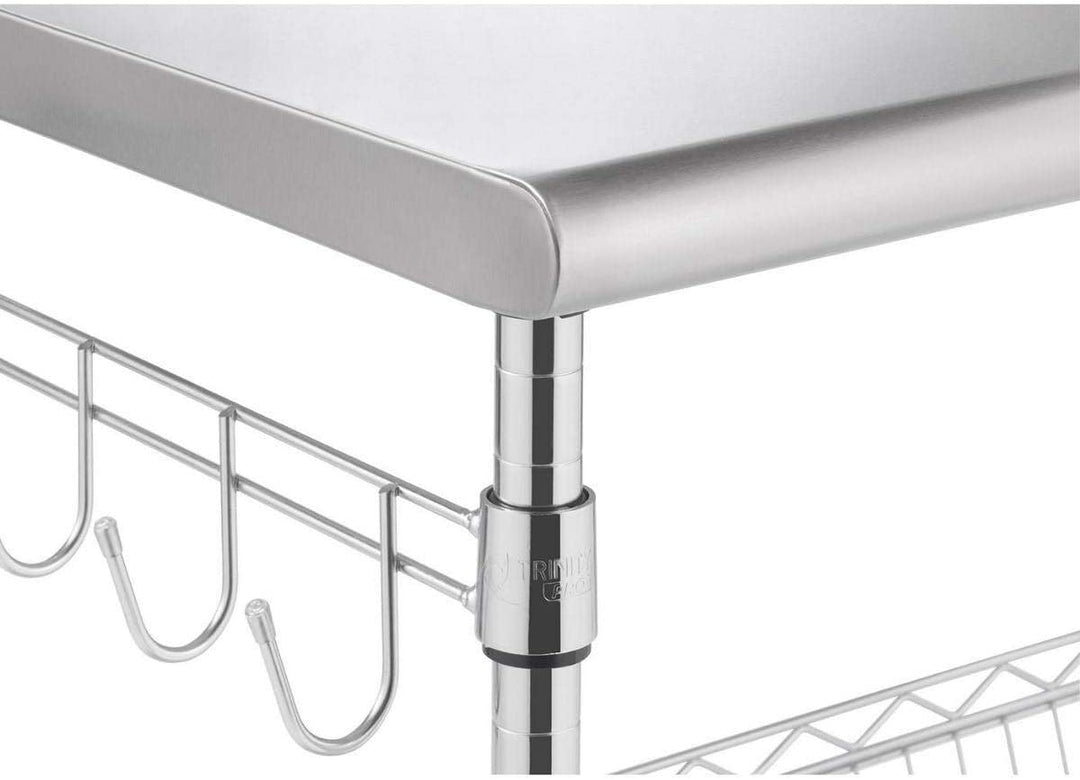 24" Stainless Steel Kitchen Cart Silver Modern Contemporary Casters - Diamond Home USA