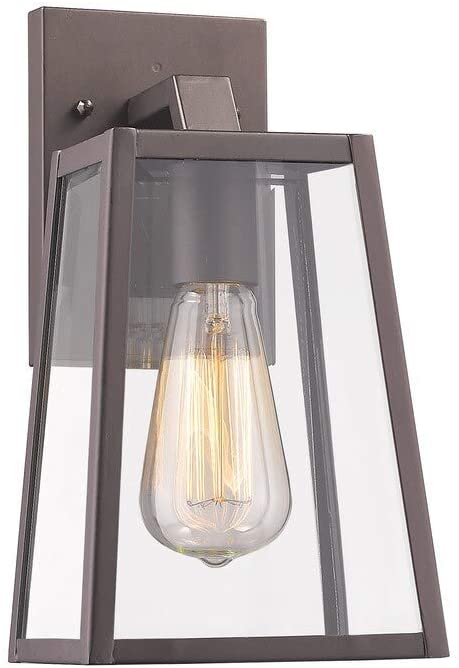 Transitional 1 Light Rubbed Bronze Outdoor Wall Lantern Brown Glass Metal Bulbs Included