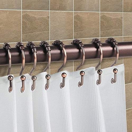 Set 12 Oil Rubbed Bronze Shower Curtain Hooks Stylish Bathroom Accesso –  Diamond Home