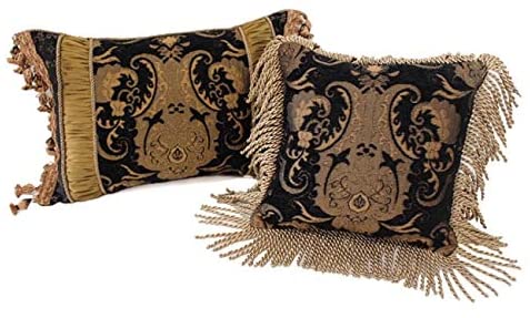 China Art Black Luxury Pillows (Set 2) Damask Casual