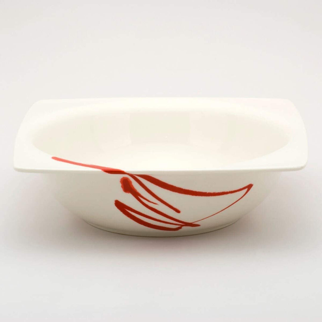 Paint It Red Square Salad Bowl 8 5" 48oz (Set 2) White