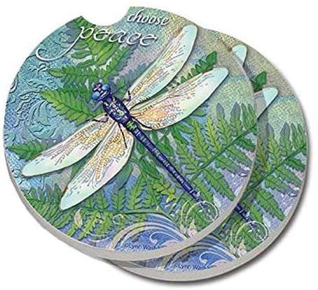 Absorbent Stone Car Coaster Dragonfly Inspiration (Set 2) Color Stoneware