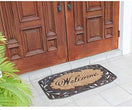 MISC Rubber Coir Brush Doormat Stylish Leaf Border23 x38 Bronze Brown Classic Rectangle All Weather