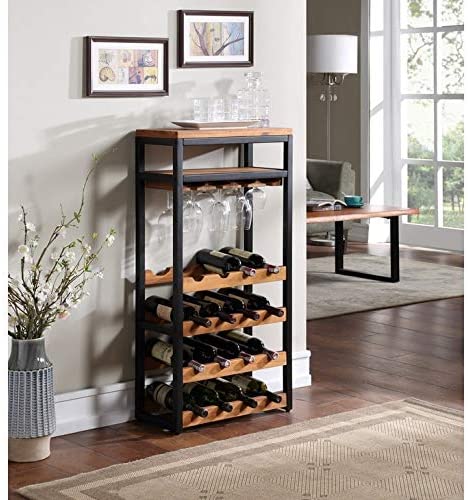 Wine Rack Brown Industrial Acacia