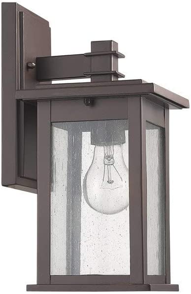 MISC Transitional 1 Light Rubbed Bronze Outdoor Wall Lantern Brown Aluminum Glass Dimmable