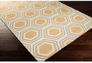 MISC Hand Woven Yellow Wool Area Rug 8' X 11' Brown Geometric Transitional Rectangle Latex Free Handmade