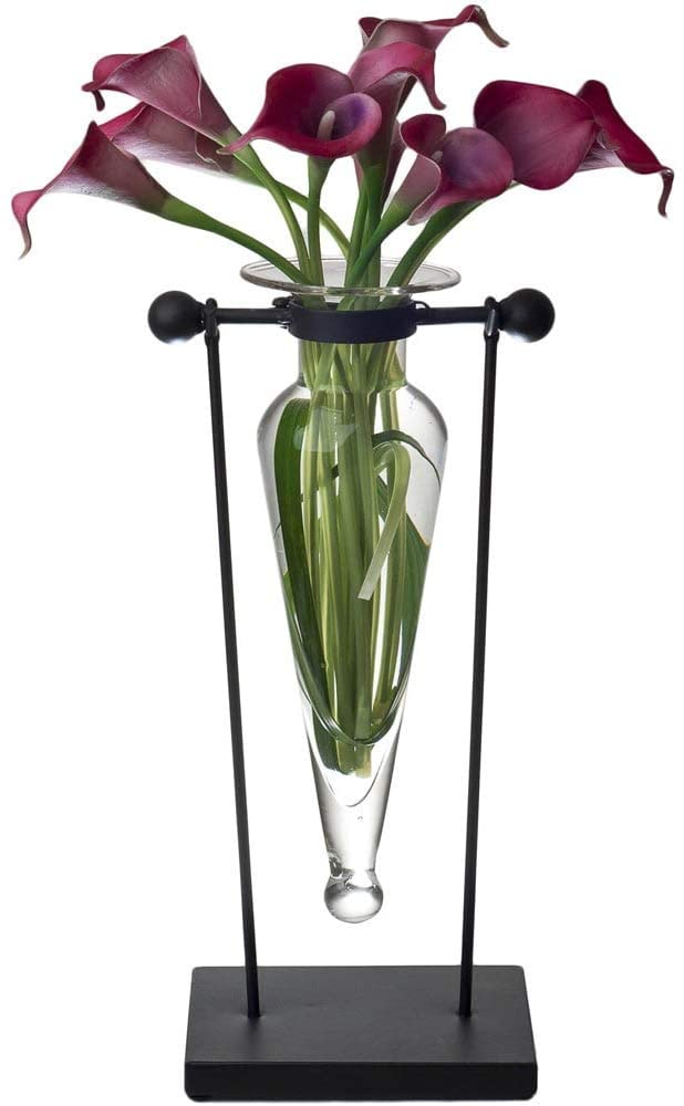 Clear Amphora Vase Stand Glass Iron