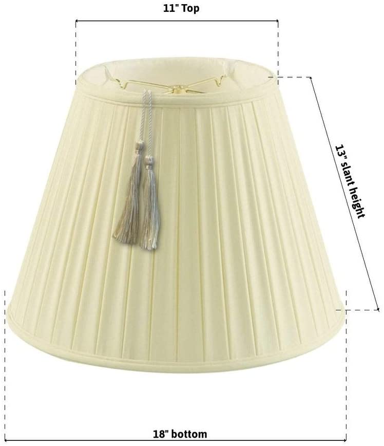 11x18x13 5 Empire Boxpleat Tassel Lamp Shade Eggshell Fabric Cream Modern Contemporary