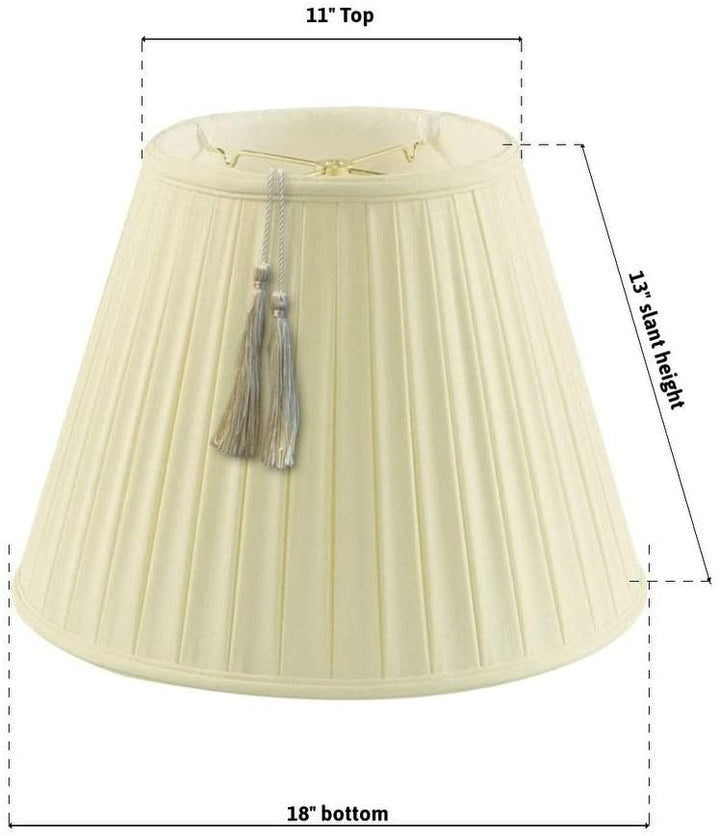 11x18x13 5 Empire Boxpleat Tassel Lamp Shade Eggshell Fabric Cream Modern Contemporary