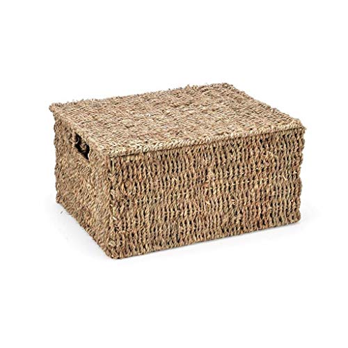 3 Piece Brown Oblong Baskets Tan Rectangular Storage Bins Opening Lids Blanket Laundry Storage Household Decor Beige Seagrass