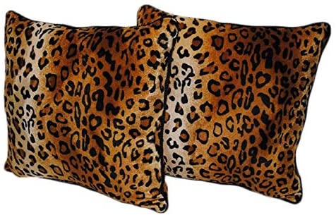 Cheetah 18 inch Pillows (Set 2) Gold Animal Traditional