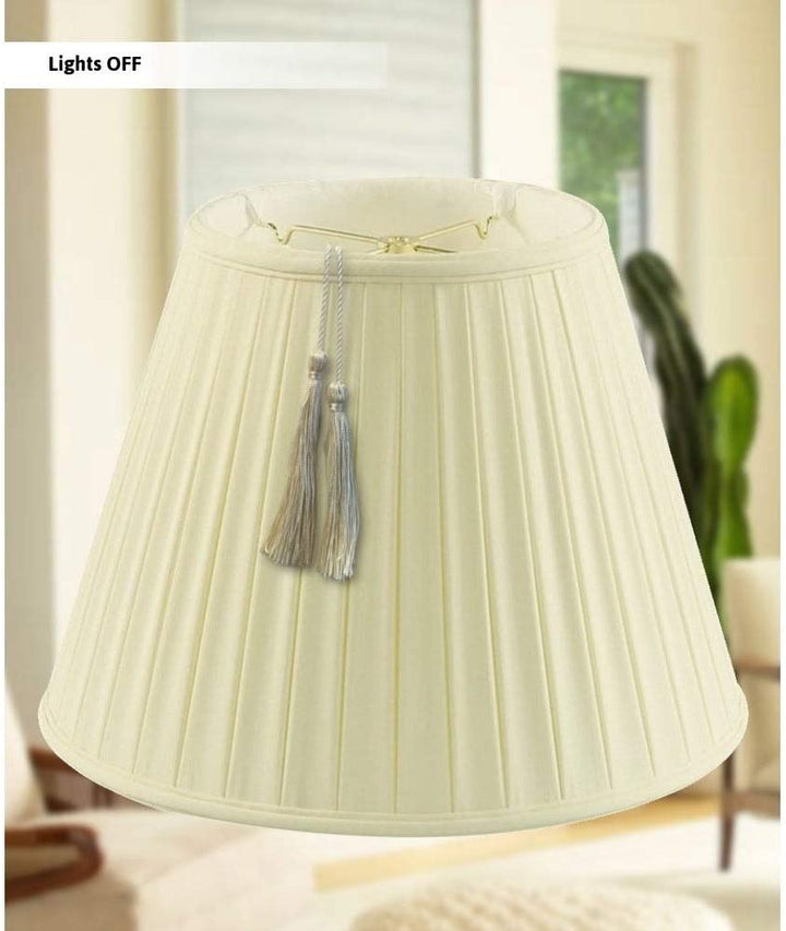 11x18x13 5 Empire Boxpleat Tassel Lamp Shade Eggshell Fabric Cream Modern Contemporary