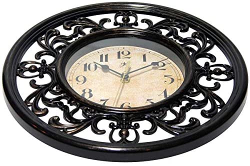 MISC 12 inch Round Clock Brown Glass Resin Clear Display Second Hand