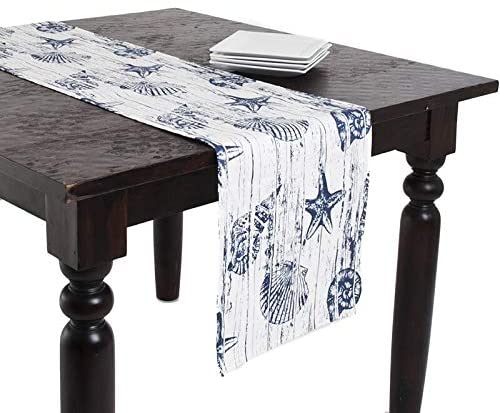 Nautical Design 12x72 inch Table Runner Blue