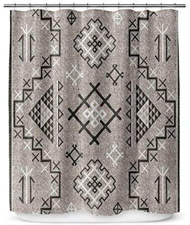Aztec Black Shower Curtain by Marina 70 X 72 Black Geometric Southwestern Polyester