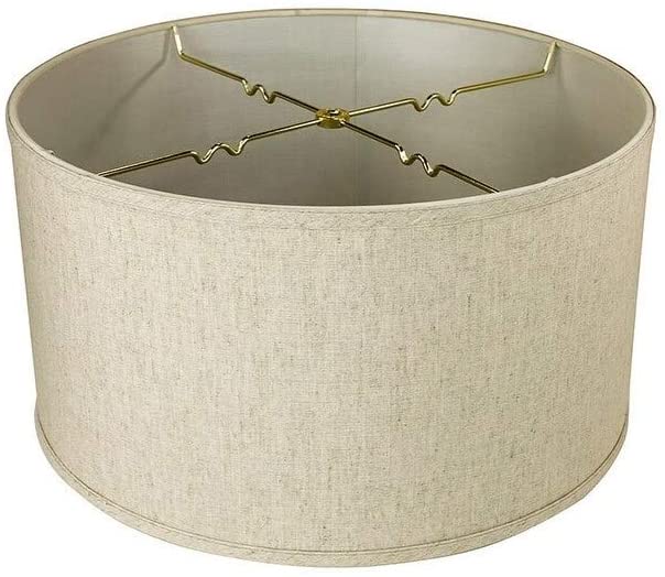 Textured Oatmeal Shallow Drum Lampshade 18x18x10 Off/White