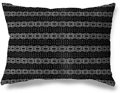 Lumbar Pillow by Accent Black 12x16 Southwestern Geometric Cotton One Removable Cover