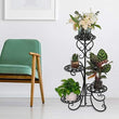 Outdoor Garden Metal Plant Stand Shelf Holds Decoration 4 Flower Pot Black Country Round