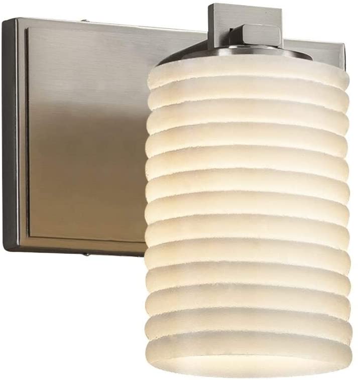 1 Light Brushed Nickel Wall Sconce Sawtooth Cylinder Flat