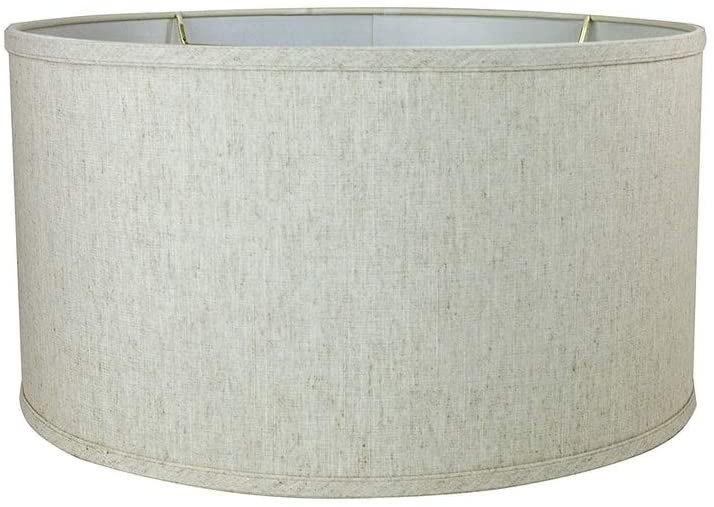 Textured Oatmeal Shallow Drum Lampshade 18x18x10 Off/White Modern Contemporary