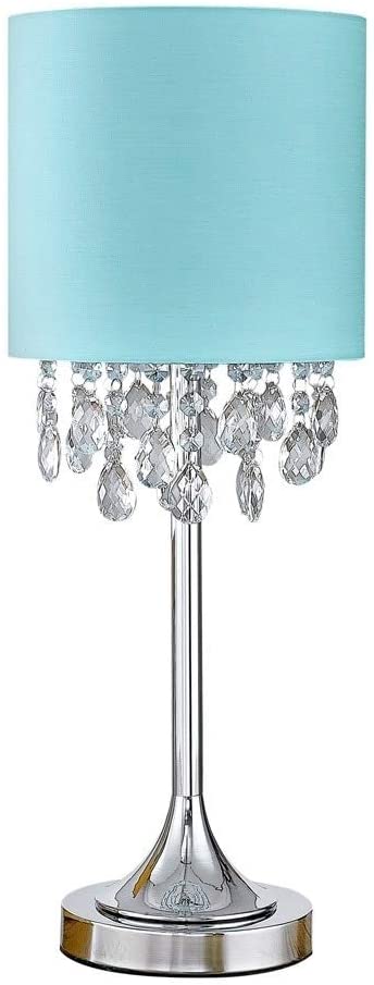 22" h Crystal Pendants Table Lamp Turquoise Silver Glam