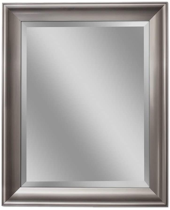 Transitional Brush Nickel Wall Mirror Brushed 28 X 34