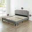 Zinus Upholstered Scalloped Button Tufted Platform Bed with Wooden Slat Support / Design Award Finalist, Full