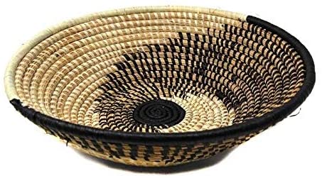 Handmade Spiral Natural Black Fruit Basket Brown Organic