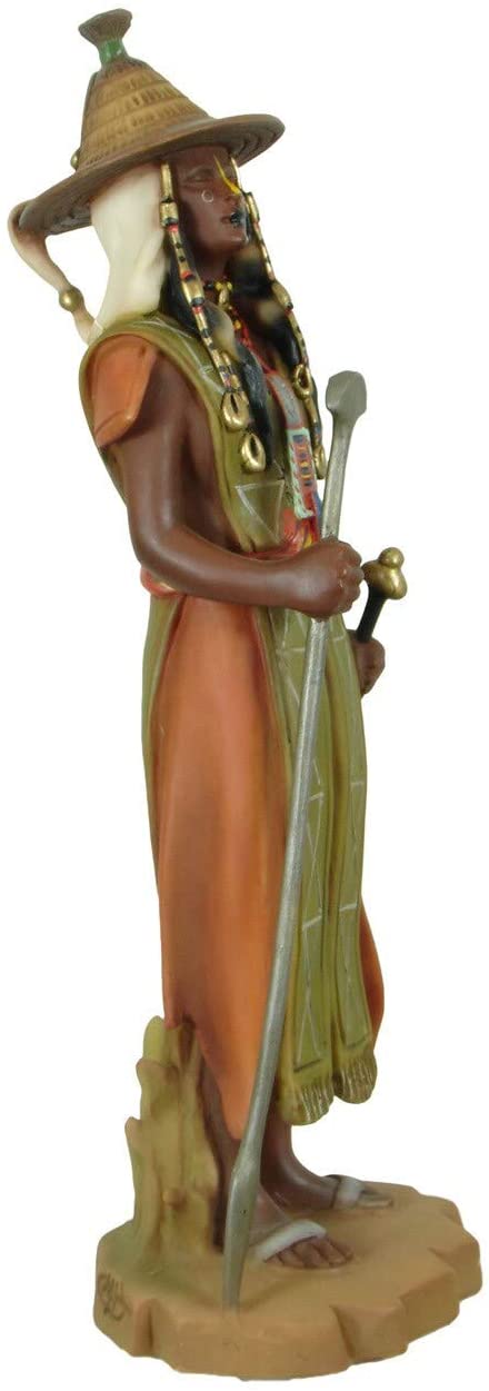 Handmade Warrior Polyresin Figurine (China) Brown Green Red Culture - Diamond Home USA