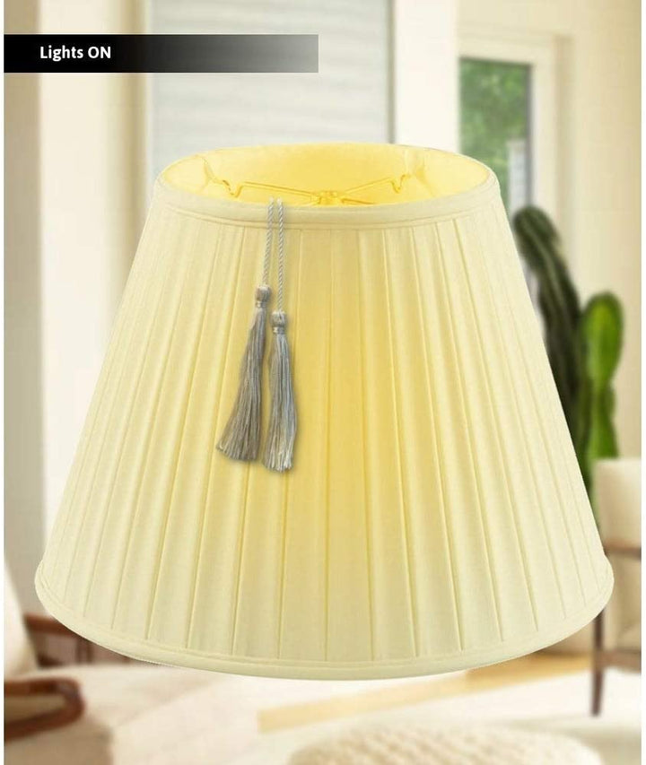 11x18x13 5 Empire Boxpleat Tassel Lamp Shade Eggshell Fabric Cream Modern Contemporary