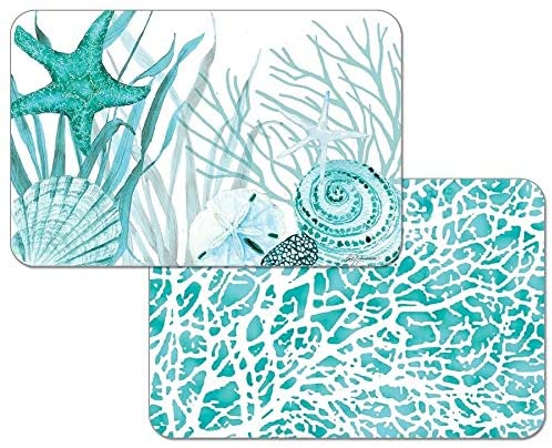 Wipe Clean Plastic Placemats Set 4 Coral Life Color