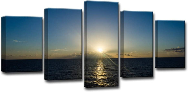 Morning Dew' 5 pc Wrapped Canvas Coastal Wall Art Set Blue