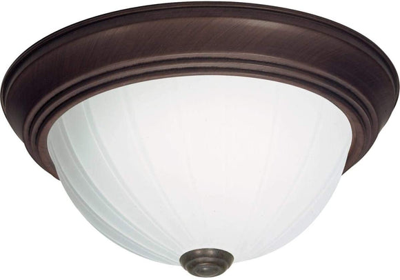 2 Light 13 Flush Mount Brown Traditional Metal Dimmable