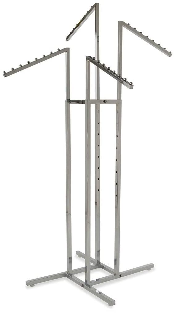 Heavy Duty Chrome 4 Way Garment Rack Adjustable Slanted