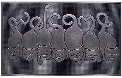 Rubber Cat Tail Welcome Doormat (1'6 X 2'6) Black Casual