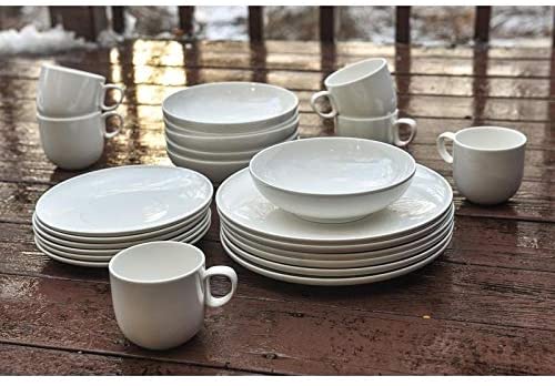 24pc Dinner Set White Solid Casual Modern Contemporary Round