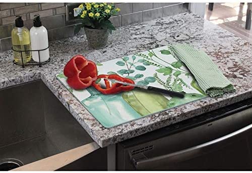 Counter Art Glass Cutting Board/Saver 12"x15" Greenery Color Rectangle - Diamond Home USA