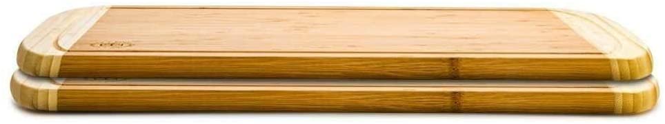 2pc Bamboo Cutting Chopping Board Drip Grooves Brown - Diamond Home USA