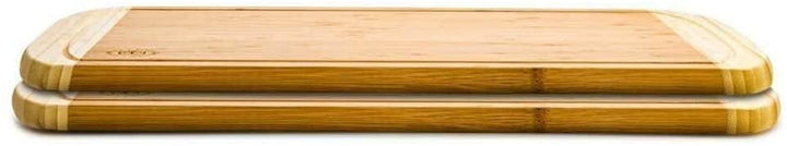 2pc Bamboo Cutting Chopping Board Drip Grooves Brown - Diamond Home USA